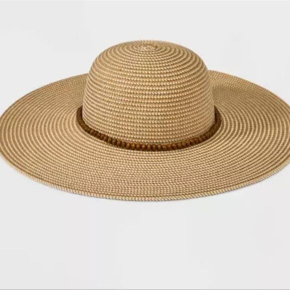 Wide Brim Straw with Beads Floppy Hat - A New Day - Picture 1 of 4
